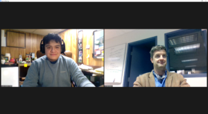 From left to right: Student Bryan Remache-Patino and Associate Professor Dr. Thomas Brennan on a Zoom call.